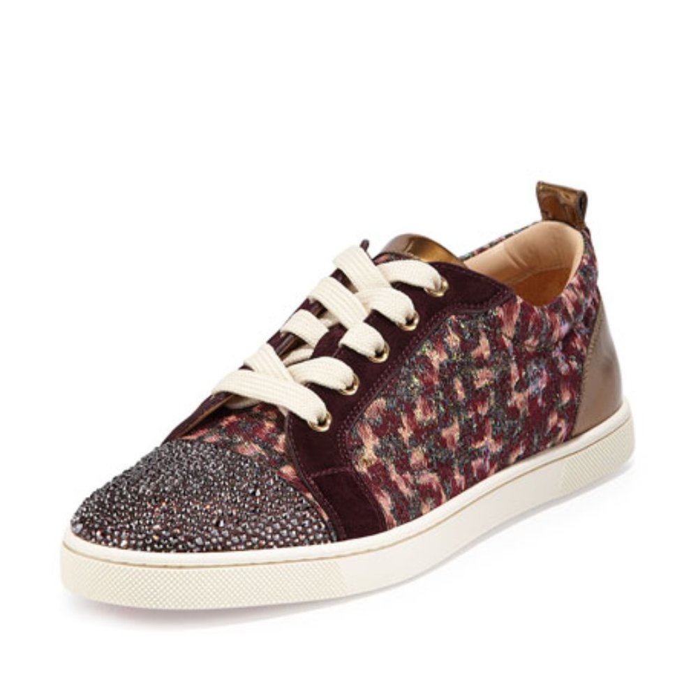 Christian Louboutin Gondola Strass Low-Top Sneaker, Burgundy sz 10
